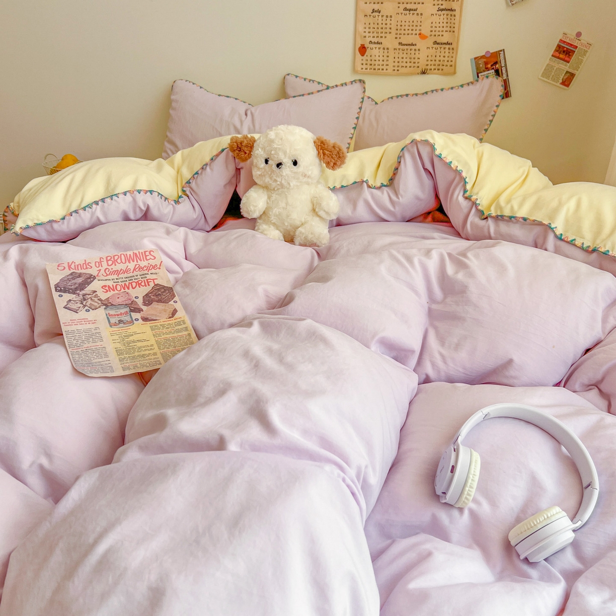 91家纺网 家纺一手货源 找家纺 冕悠家纺 2025新款A类七彩贝壳边水洗棉四件套-加微信提供买家秀2 七彩-芝士暮山紫