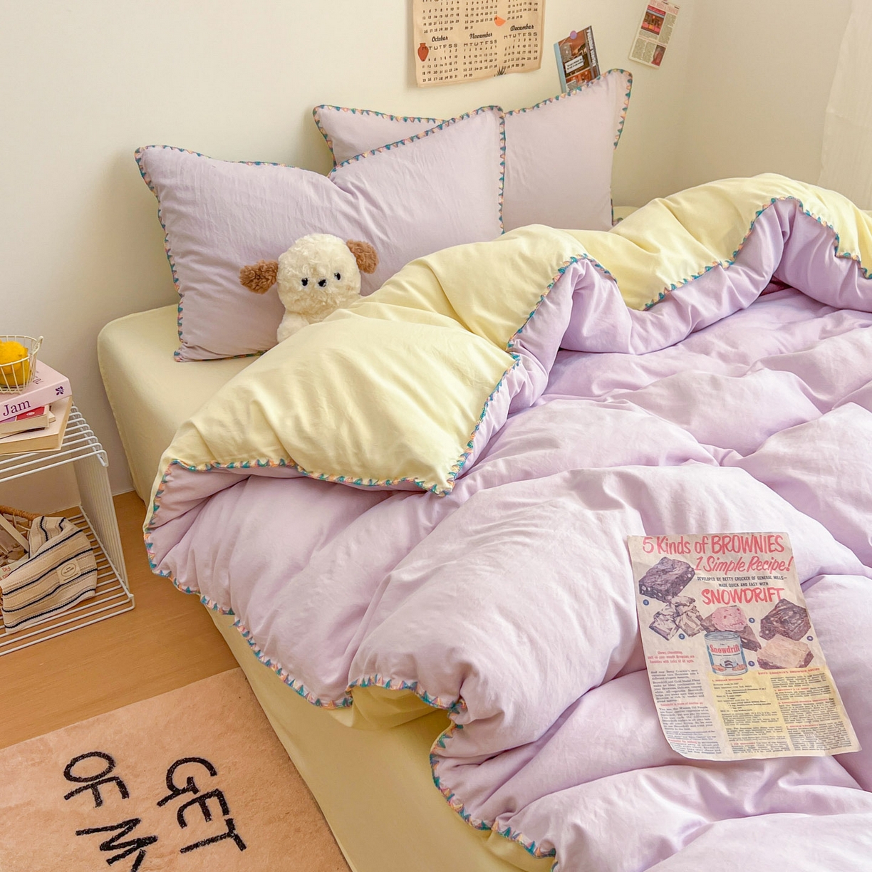 91家纺网 家纺一手货源 找家纺 冕悠家纺 2025新款A类七彩贝壳边水洗棉四件套-加微信提供买家秀2 七彩-芝士暮山紫