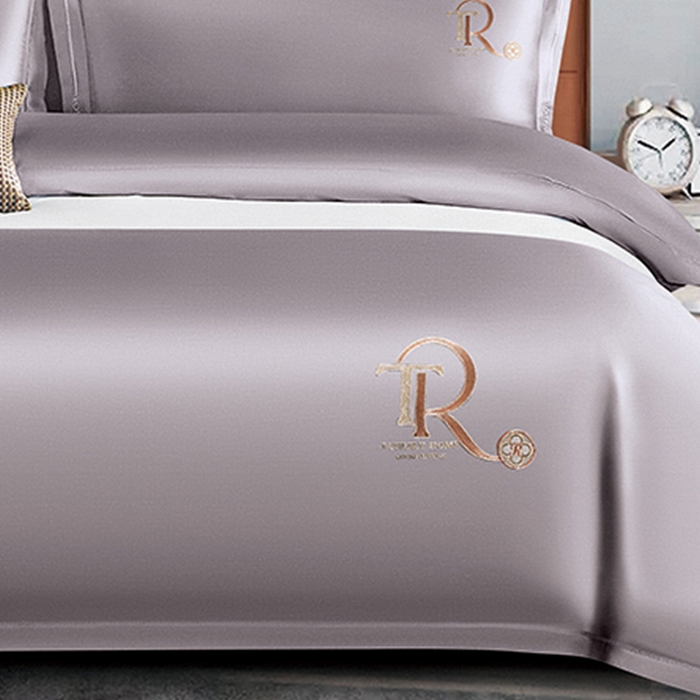 91家纺网 家纺一手货源 找家纺 （总）浩情国际婚庆供货中心 2026新款160支长绒棉刺绣简约四件套--北慕系列