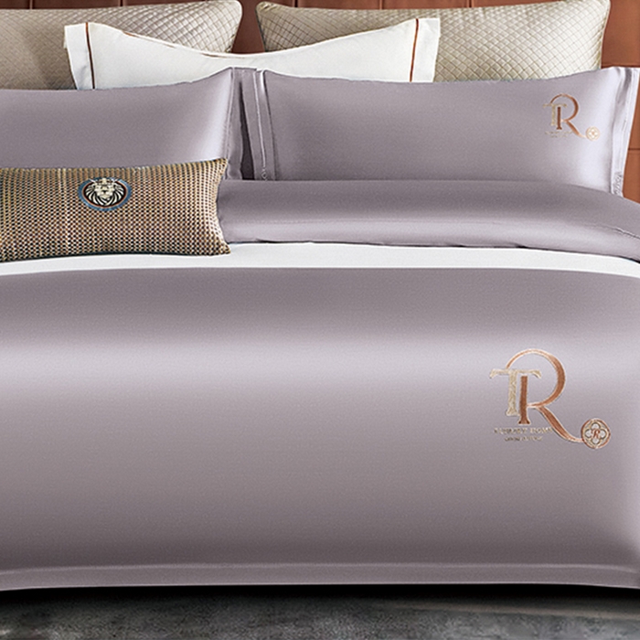 91家纺网 家纺一手货源 找家纺 （总）浩情国际婚庆供货中心 2026新款160支长绒棉刺绣简约四件套--北慕系列