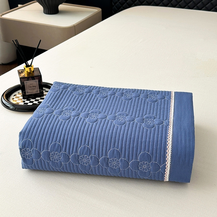 91家纺网 家纺一手货源 找家纺 紫碧螺家纺 2025新款全棉高精水洗棉床盖床笠系列 冰月兰