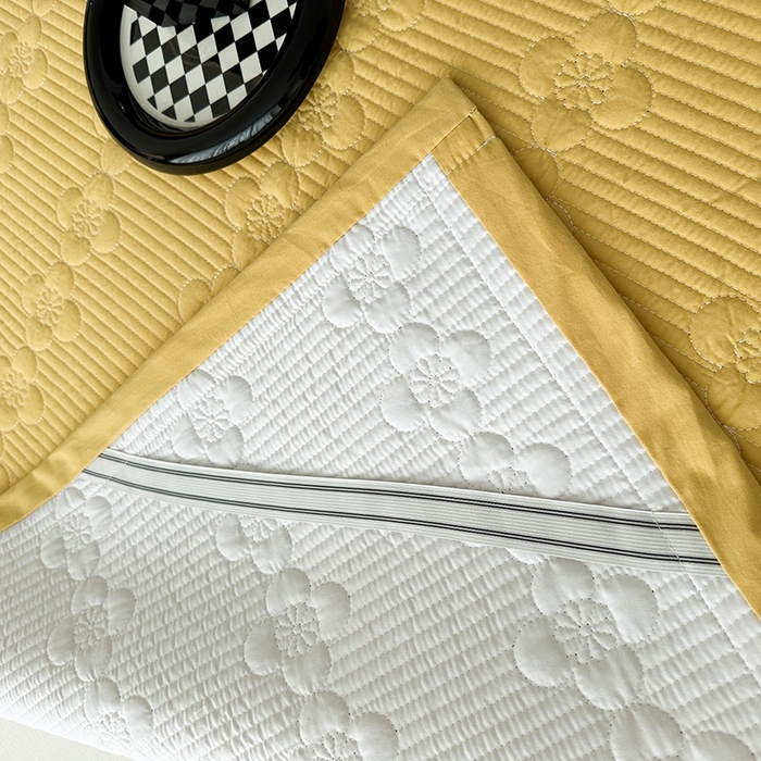 91家纺网 家纺一手货源 找家纺 紫碧螺家纺 2025新款全棉高精水洗棉床盖床笠系列 柳黄