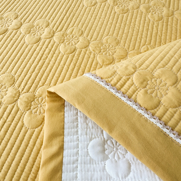 91家纺网 家纺一手货源 找家纺 紫碧螺家纺 2025新款全棉高精水洗棉床盖床笠系列 柳黄