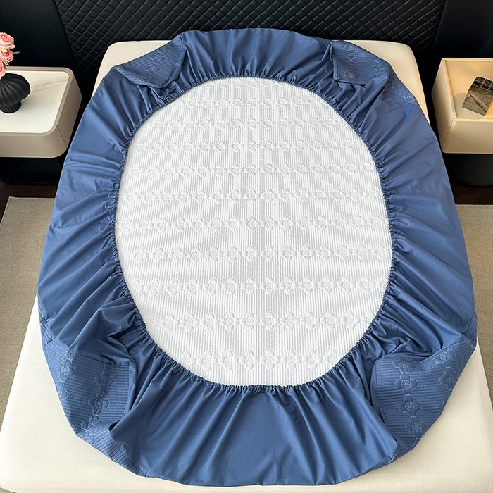 91家纺网 家纺一手货源 找家纺 紫碧螺家纺 2025新款全棉高精水洗棉床盖床笠系列 冰月兰