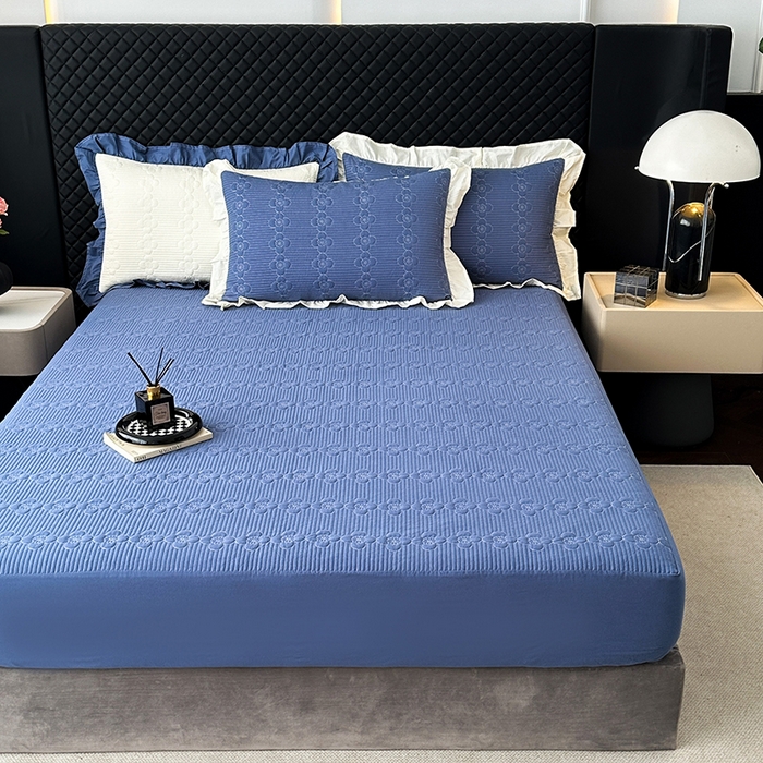 91家纺网 家纺一手货源 找家纺 紫碧螺家纺 2025新款全棉高精水洗棉床盖床笠系列 冰月兰