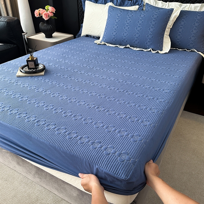 91家纺网 家纺一手货源 找家纺 紫碧螺家纺 2025新款全棉高精水洗棉床盖床笠系列 冰月兰