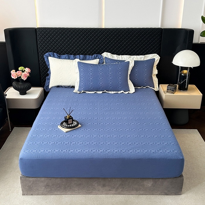 紫碧螺家纺 2025新款全棉高精水洗棉床盖床笠系列 冰月兰