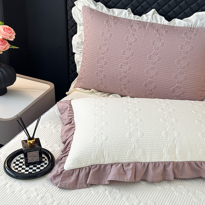 91家纺网 家纺一手货源 找家纺 紫碧螺家纺 2025新款全棉高精水洗棉床盖床笠系列 奶昔