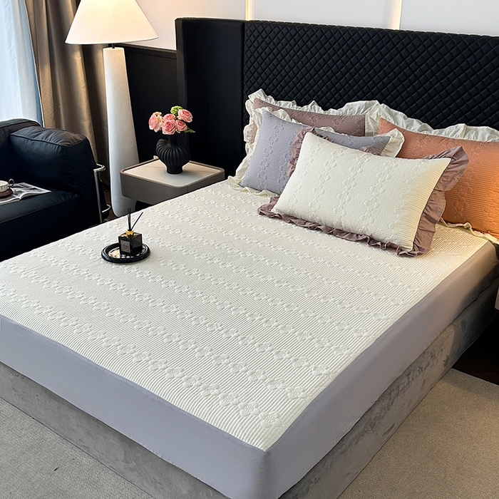 91家纺网 家纺一手货源 找家纺 紫碧螺家纺 2025新款全棉高精水洗棉床盖床笠系列 奶昔