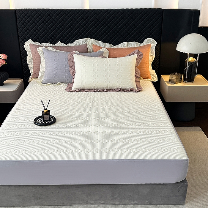 91家纺网 家纺一手货源 找家纺 紫碧螺家纺 2025新款全棉高精水洗棉床盖床笠系列 奶昔