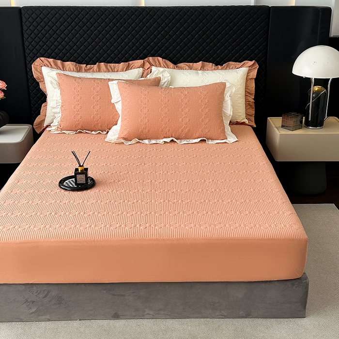 91家纺网 家纺一手货源 找家纺 紫碧螺家纺 2025新款全棉高精水洗棉床盖床笠系列 梵高橙