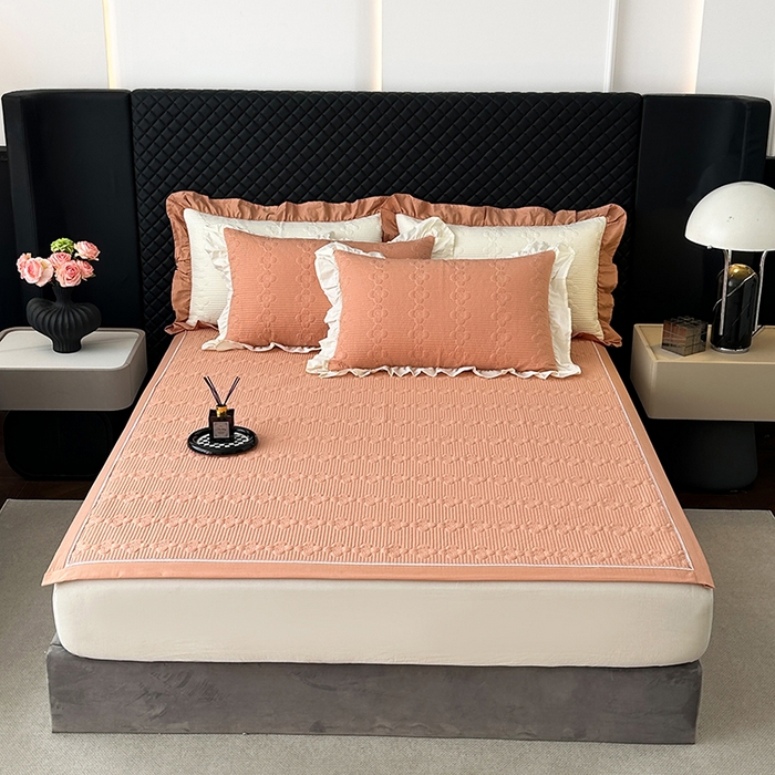 91家纺网 家纺一手货源 找家纺 紫碧螺家纺 2025新款全棉高精水洗棉床盖床笠系列 梵高橙