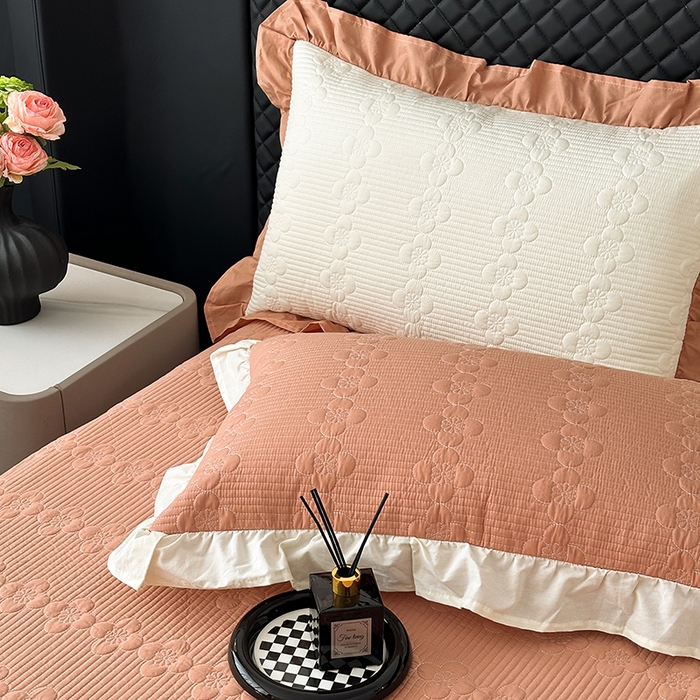 91家纺网 家纺一手货源 找家纺 紫碧螺家纺 2025新款全棉高精水洗棉床盖床笠系列 梵高橙