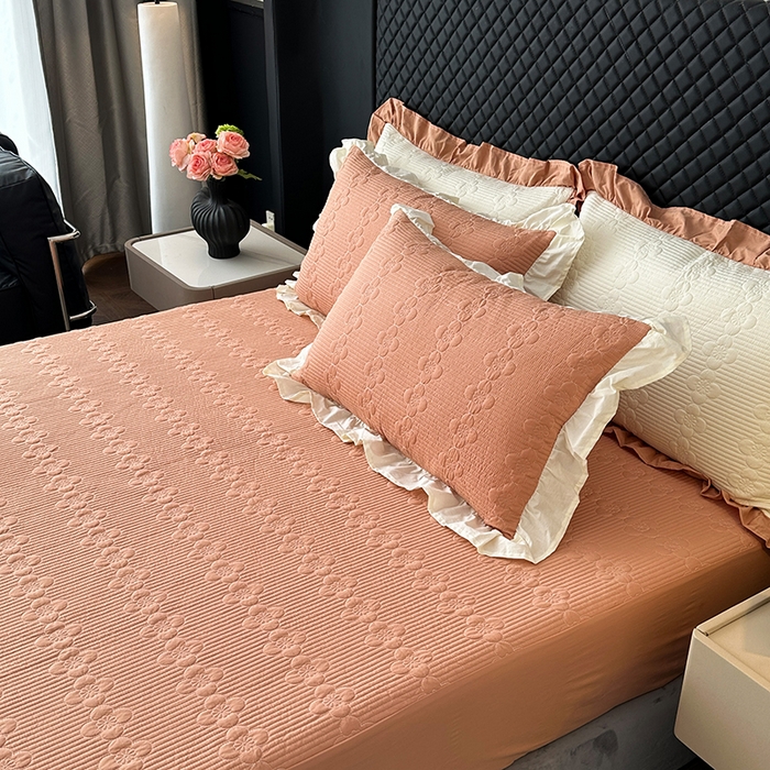 91家纺网 家纺一手货源 找家纺 紫碧螺家纺 2025新款全棉高精水洗棉床盖床笠系列 梵高橙