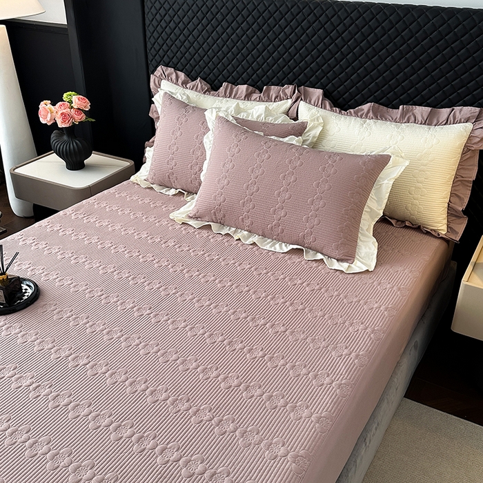 91家纺网 家纺一手货源 找家纺 紫碧螺家纺 2025新款全棉高精水洗棉床盖床笠系列 雅典灰