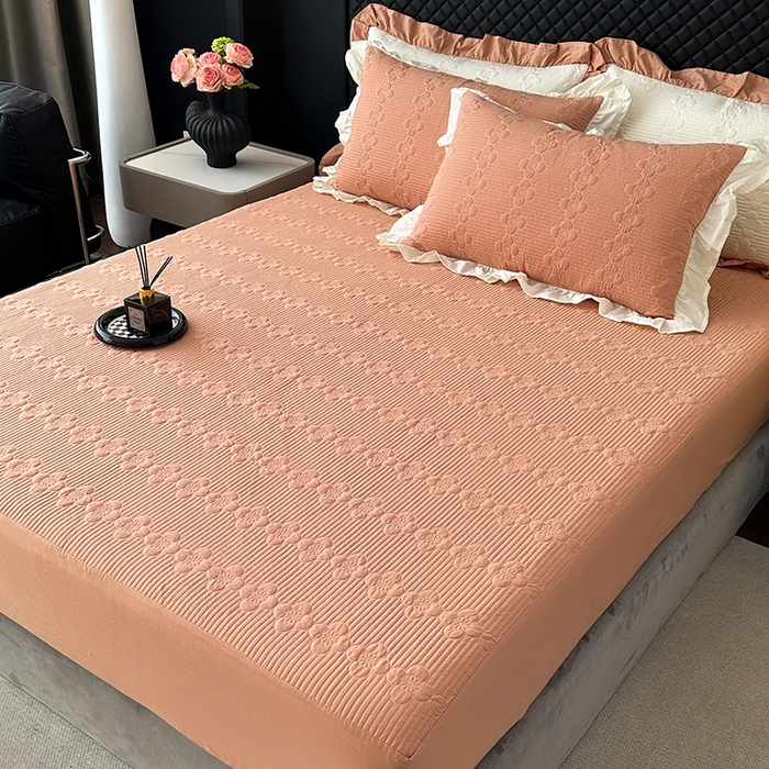 91家纺网 家纺一手货源 找家纺 紫碧螺家纺 2025新款全棉高精水洗棉床盖床笠系列 梵高橙