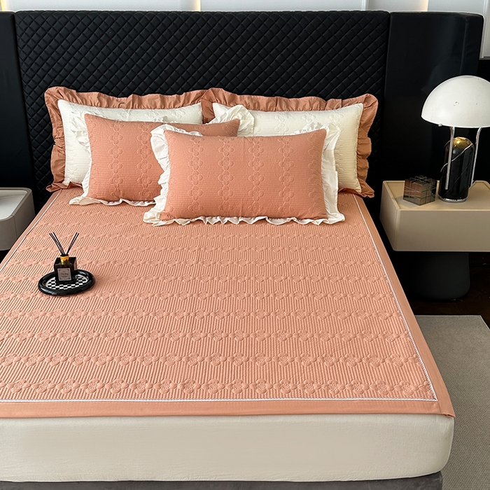 91家纺网 家纺一手货源 找家纺 紫碧螺家纺 2025新款全棉高精水洗棉床盖床笠系列 梵高橙