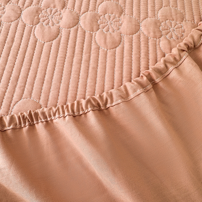 91家纺网 家纺一手货源 找家纺 紫碧螺家纺 2025新款全棉高精水洗棉床盖床笠系列 梵高橙