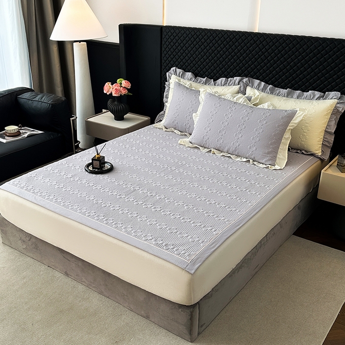 91家纺网 家纺一手货源 找家纺 紫碧螺家纺 2025新款全棉高精水洗棉床盖床笠系列 蔚蓝