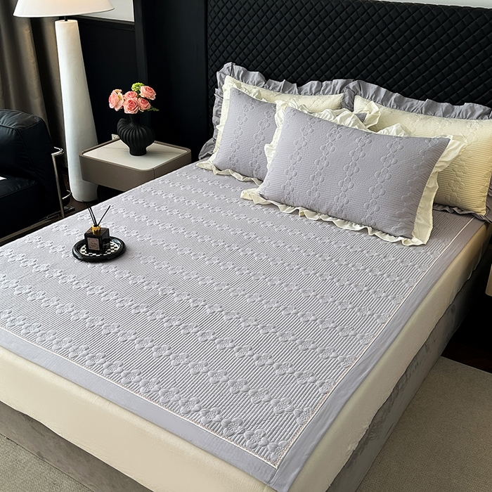 91家纺网 家纺一手货源 找家纺 紫碧螺家纺 2025新款全棉高精水洗棉床盖床笠系列 蔚蓝