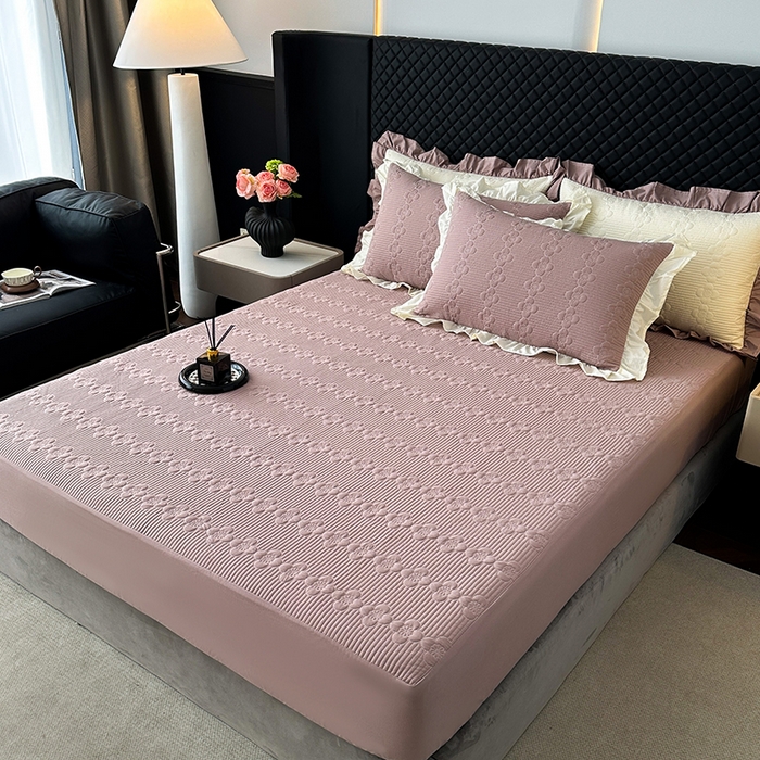 91家纺网 家纺一手货源 找家纺 紫碧螺家纺 2025新款全棉高精水洗棉床盖床笠系列 雅典灰