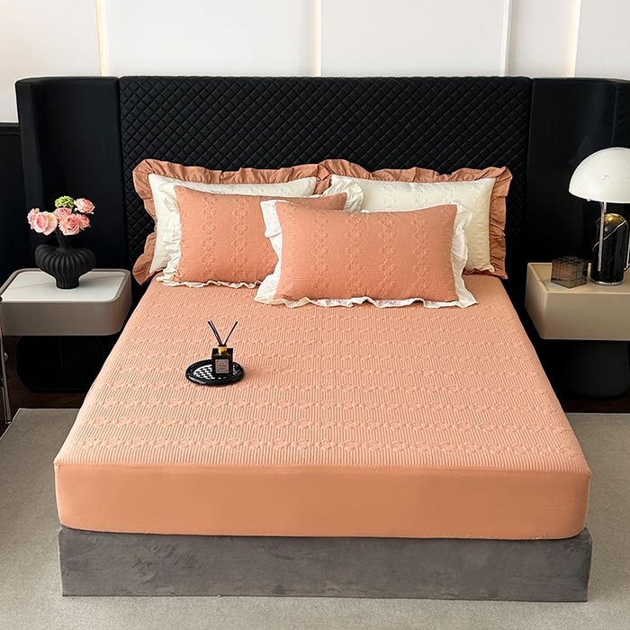 紫碧螺家纺 2025新款全棉高精水洗棉床盖床笠系列 梵高橙