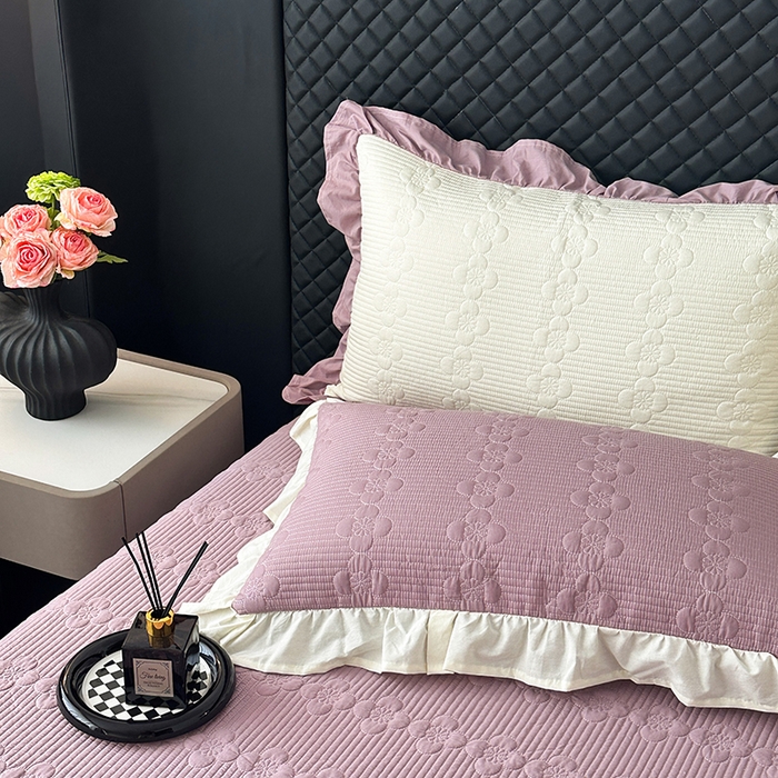 91家纺网 家纺一手货源 找家纺 紫碧螺家纺 2025新款全棉高精水洗棉床盖床笠系列 千黛紫