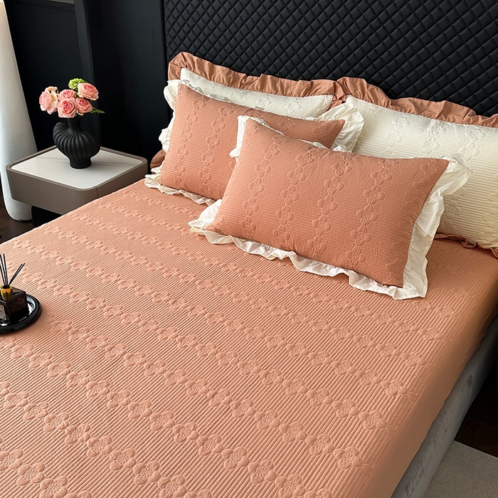 91家纺网 家纺一手货源 找家纺 紫碧螺家纺 2025新款全棉高精水洗棉床盖床笠系列 梵高橙