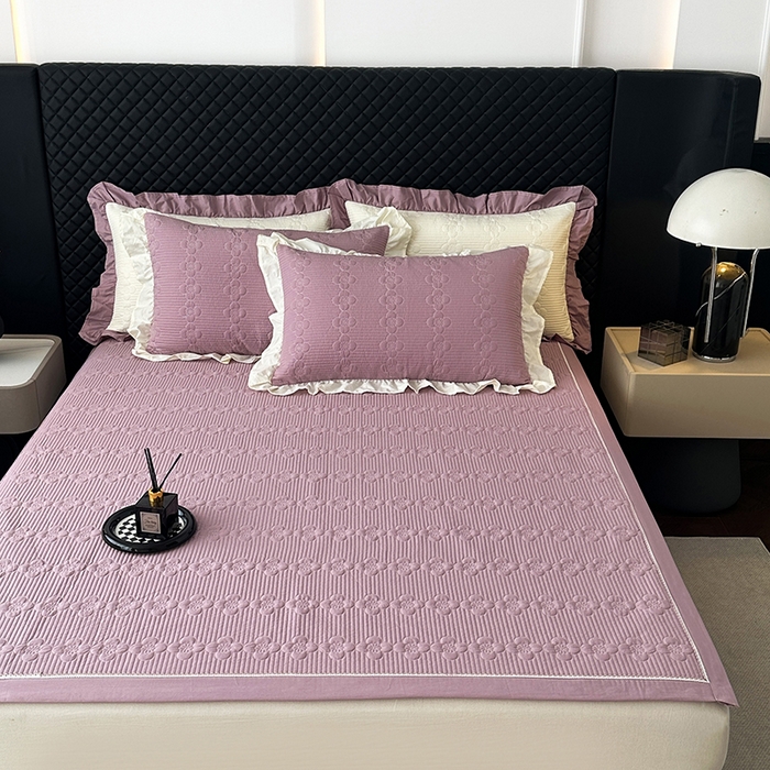 91家纺网 家纺一手货源 找家纺 紫碧螺家纺 2025新款全棉高精水洗棉床盖床笠系列 千黛紫