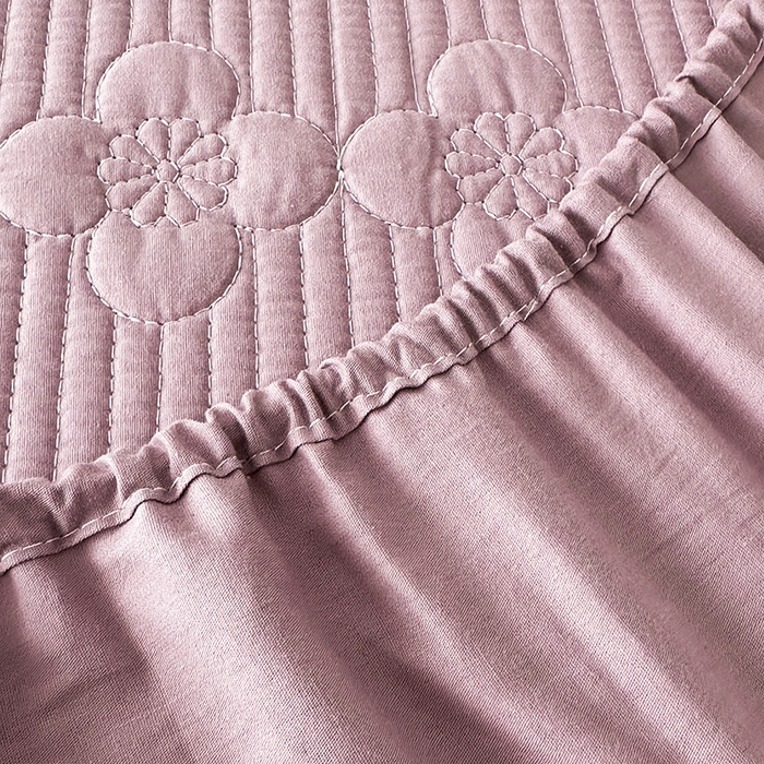 91家纺网 家纺一手货源 找家纺 紫碧螺家纺 2025新款全棉高精水洗棉床盖床笠系列 千黛紫