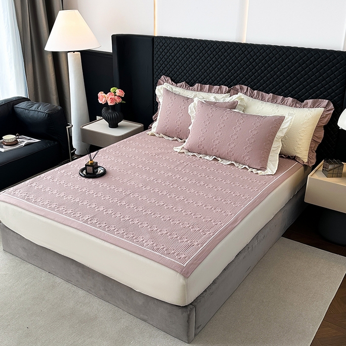 91家纺网 家纺一手货源 找家纺 紫碧螺家纺 2025新款全棉高精水洗棉床盖床笠系列 雅典灰