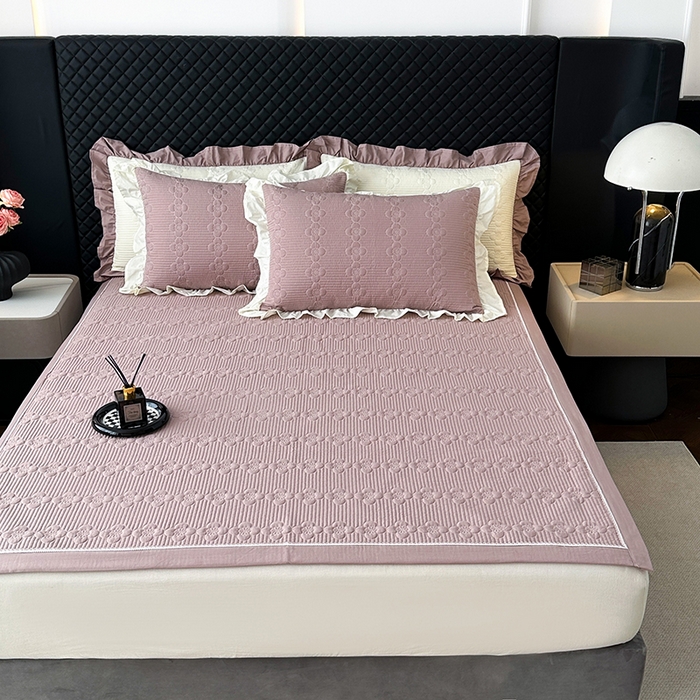 91家纺网 家纺一手货源 找家纺 紫碧螺家纺 2025新款全棉高精水洗棉床盖床笠系列 雅典灰