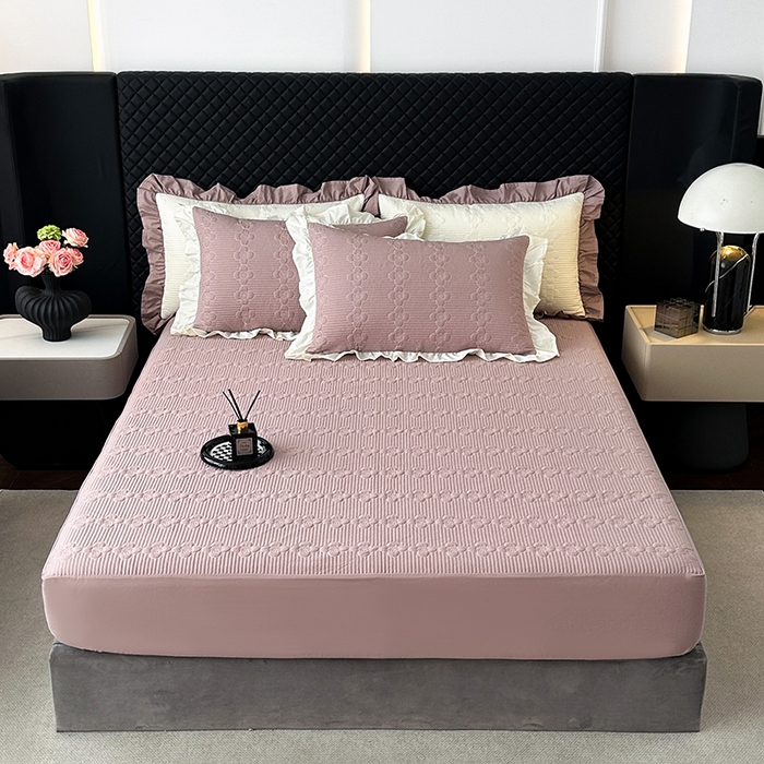 91家纺网 家纺一手货源 找家纺 紫碧螺家纺 2025新款全棉高精水洗棉床盖床笠系列 雅典灰