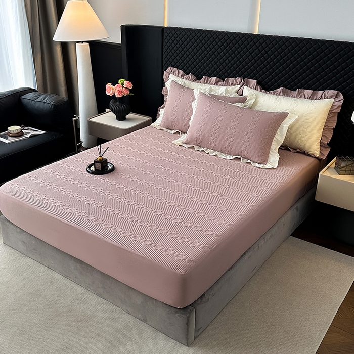 91家纺网 家纺一手货源 找家纺 紫碧螺家纺 2025新款全棉高精水洗棉床盖床笠系列 雅典灰