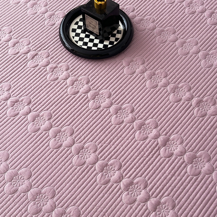 91家纺网 家纺一手货源 找家纺 紫碧螺家纺 2025新款全棉高精水洗棉床盖床笠系列 千黛紫