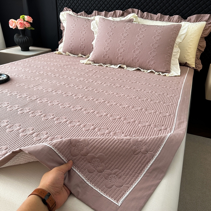 91家纺网 家纺一手货源 找家纺 紫碧螺家纺 2025新款全棉高精水洗棉床盖床笠系列 雅典灰