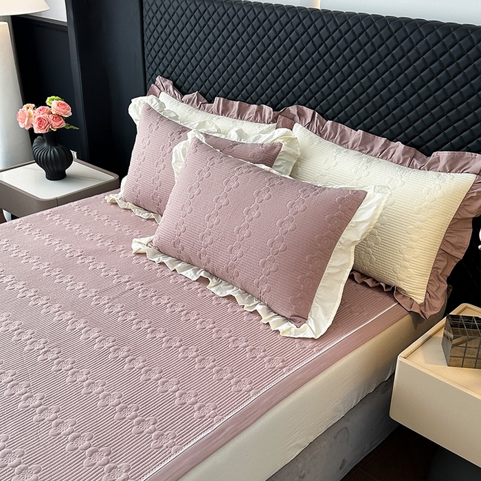 91家纺网 家纺一手货源 找家纺 紫碧螺家纺 2025新款全棉高精水洗棉床盖床笠系列 雅典灰