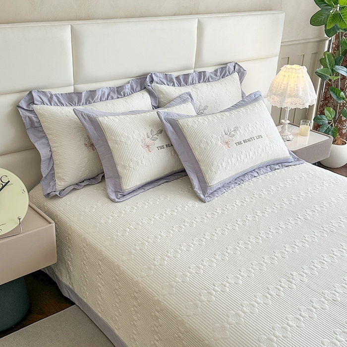 91家纺网 家纺一手货源 找家纺 （总）紫碧螺家纺 2025新款全棉水洗绣花欧式床盖