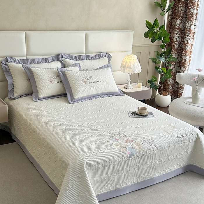 91家纺网 家纺一手货源 找家纺 （总）紫碧螺家纺 2025新款全棉水洗绣花欧式床盖