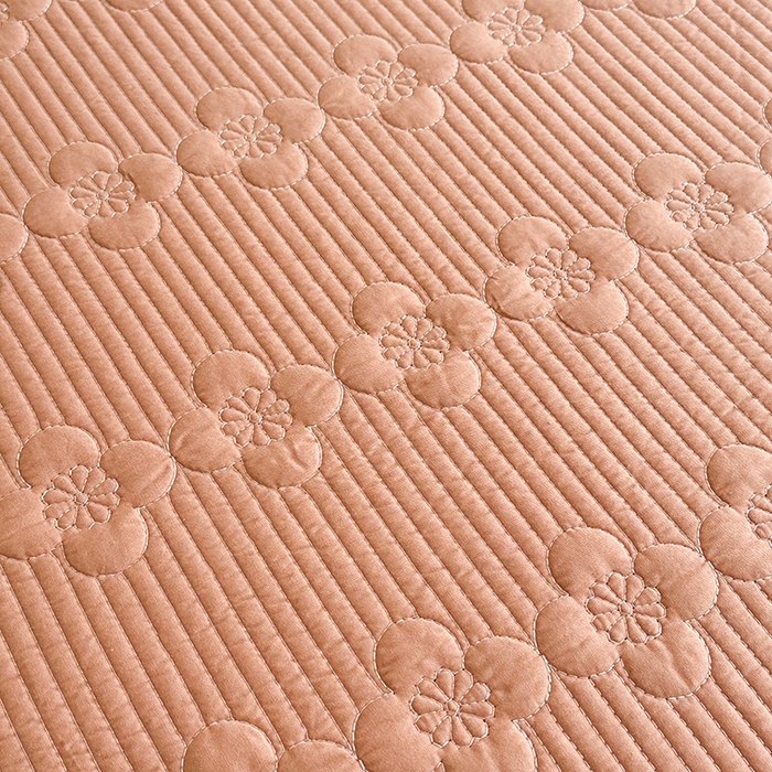 91家纺网 家纺一手货源 找家纺 紫碧螺家纺 2025新款全棉水洗绣花欧式床盖 梵高橙