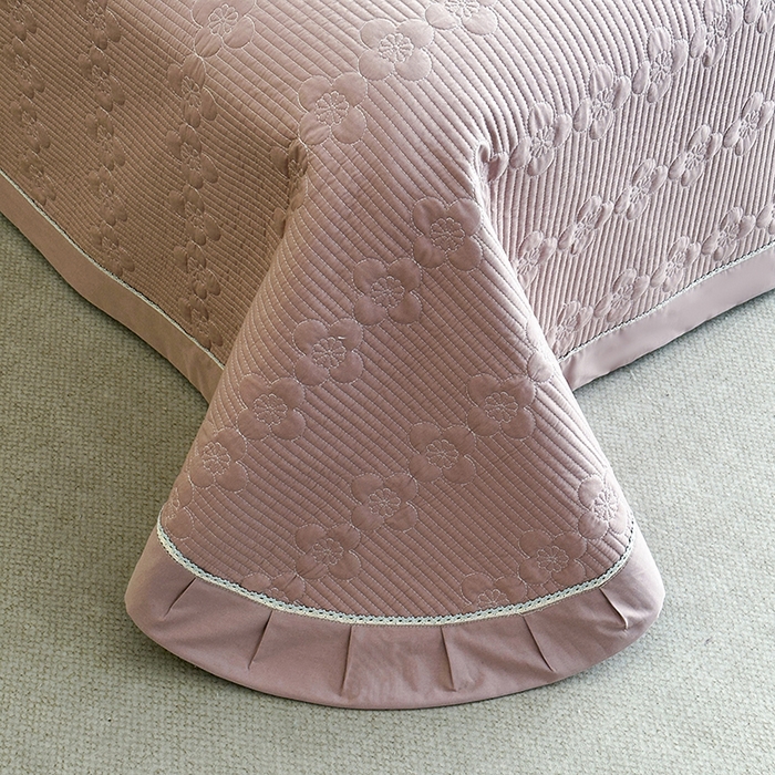 91家纺网 家纺一手货源 找家纺 紫碧螺家纺 2025新款全棉水洗绣花欧式床盖 雅典灰