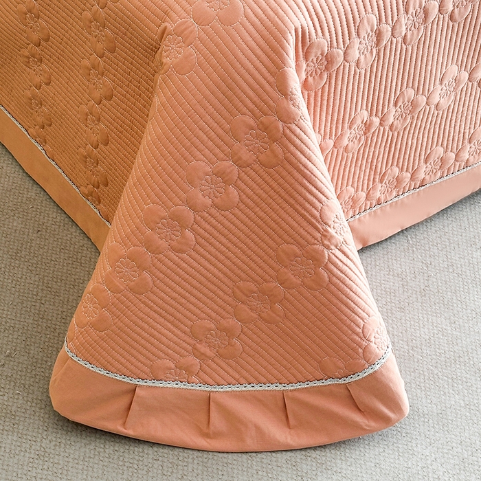 91家纺网 家纺一手货源 找家纺 紫碧螺家纺 2025新款全棉水洗绣花欧式床盖 梵高橙