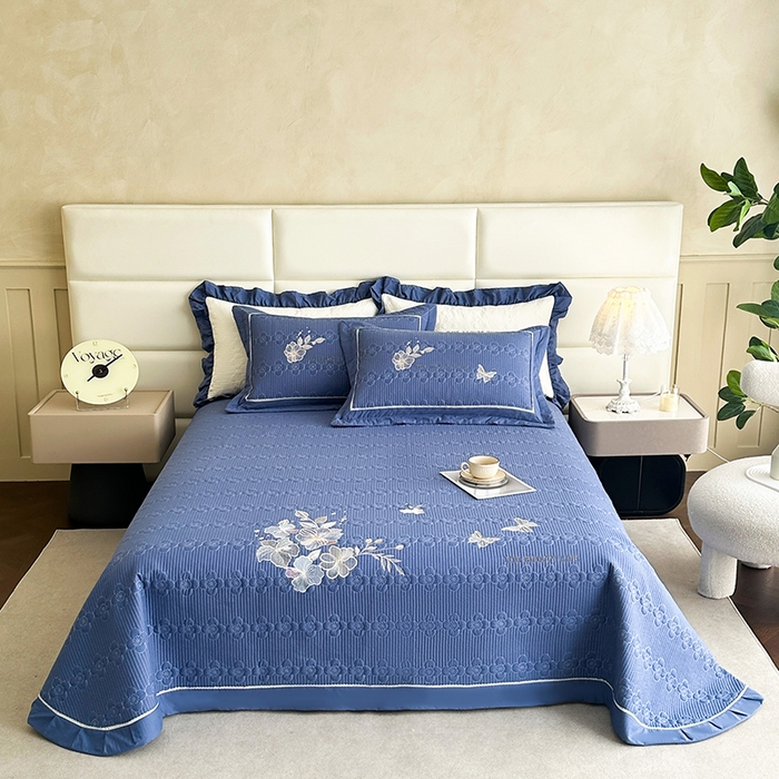 91家纺网 家纺一手货源 找家纺 （总）紫碧螺家纺 2025新款全棉水洗绣花欧式床盖