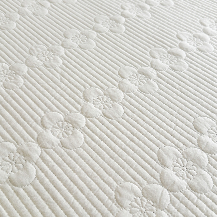 91家纺网 家纺一手货源 找家纺 紫碧螺家纺 2025新款全棉水洗绣花欧式床盖 奶昔-白边