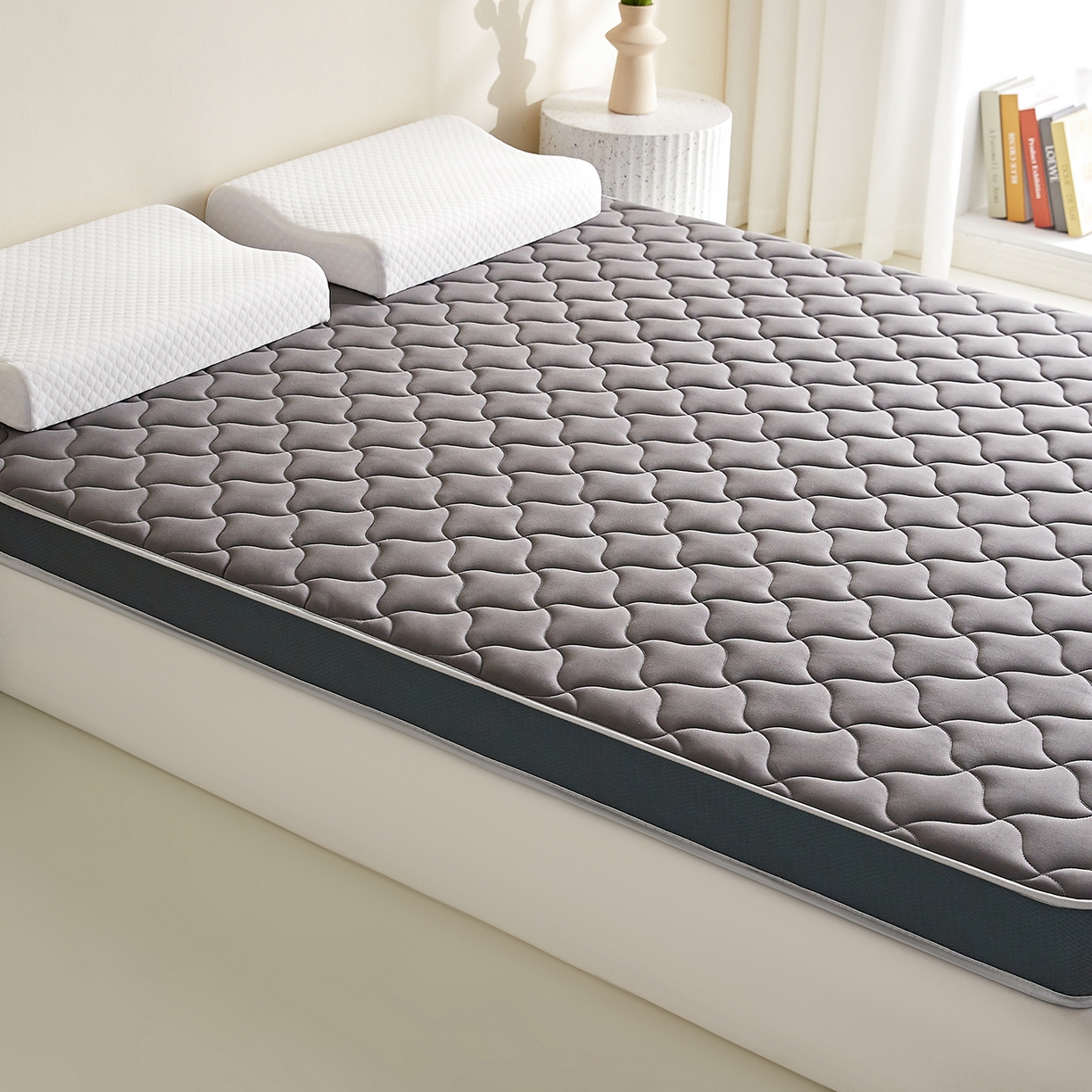 91家纺网 家纺一手货源 找家纺 芊梵床垫 2026新款乳胶记忆海绵床垫 灰色-灰边