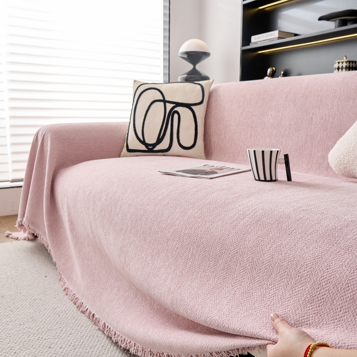 91家纺网 家纺一手货源 找家纺 （总）沐沐家纺 2026新款纯色雪尼尔人字纹 