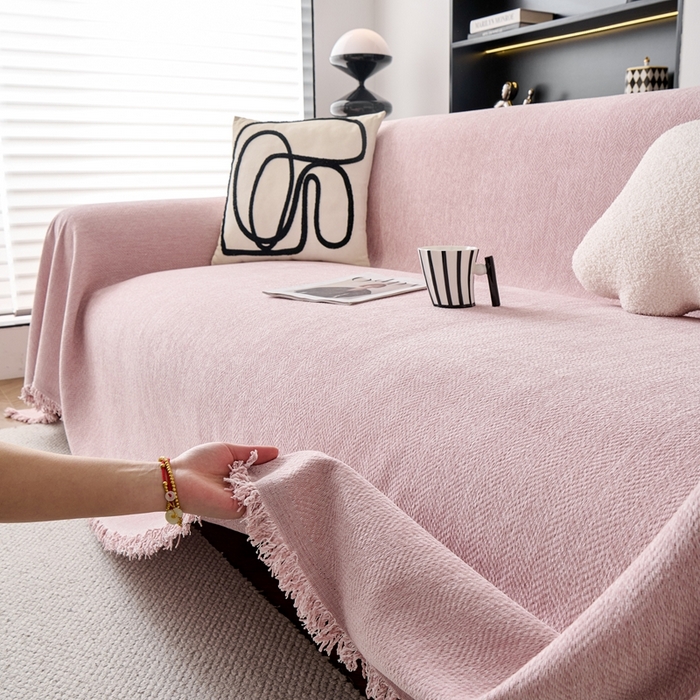 91家纺网 家纺一手货源 找家纺 （总）沐沐家纺 2026新款纯色雪尼尔人字纹 