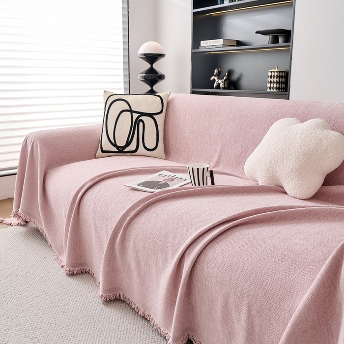 91家纺网 家纺一手货源 找家纺 （总）沐沐家纺 2026新款纯色雪尼尔人字纹 