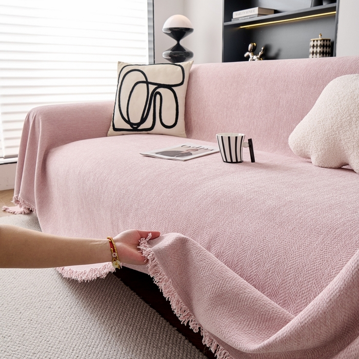 91家纺网 家纺一手货源 找家纺 （总）沐沐家纺 2026新款纯色雪尼尔人字纹 