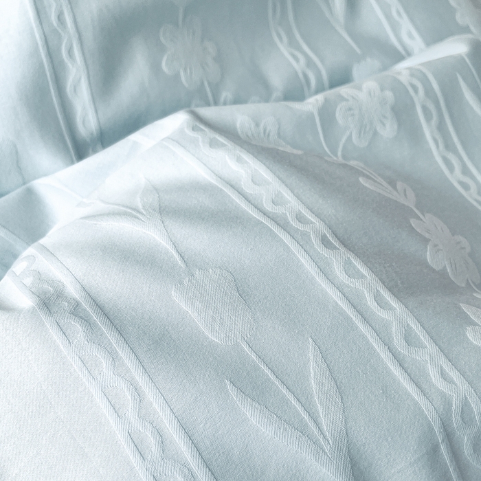 91家纺网 家纺一手货源 找家纺 禾时 2025新款全棉加厚立体提花加绒四件套 花屿-淡雅蓝（加绒款）